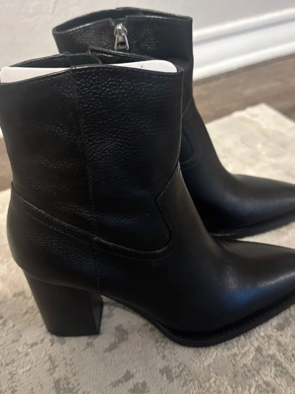 MANGO MNG BLACK FAUX LEATHER POINTED BLOCK HEEL ANKLE BOOTS BOOTIE 40 US 9